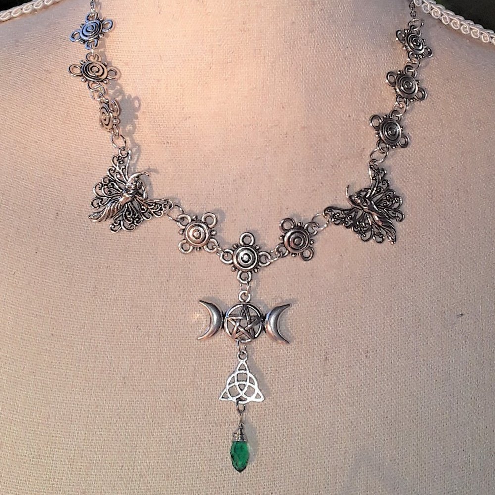 NEW!  HAND CRAFTED TRIPLE MOON NECKLACE.